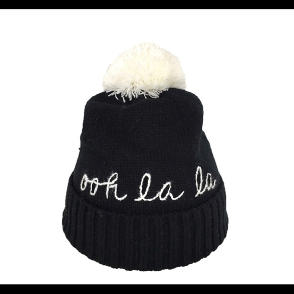 Kate Spade New York Ooh La La Black Beanie Pom Pom - Picture 3 of 8